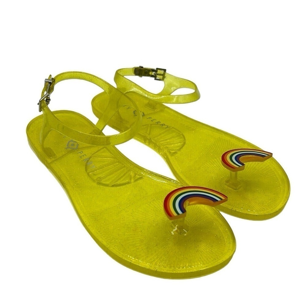 Katy Perry Yellow Rainbow Glitter Jelly Sandals Size‎ 8 New without tags!